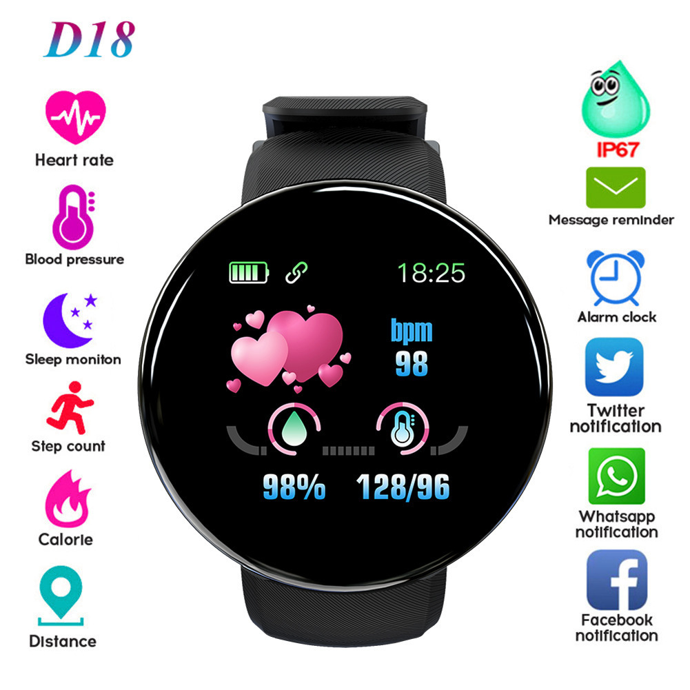 Smart watch heart rate monitor for men and women smart watch round fitness digital watch for men and women watch strap bracelet