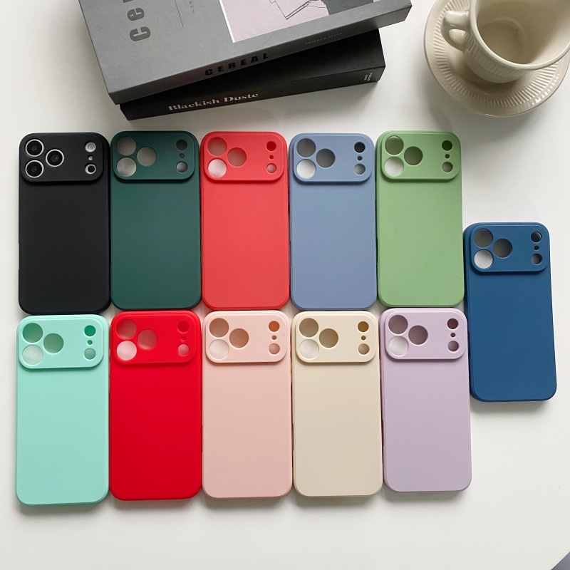Suitable for iphone17PRO fine hole frosted TPU straight edge mobile phone case 16promax silicone apple 14 mobile phone case