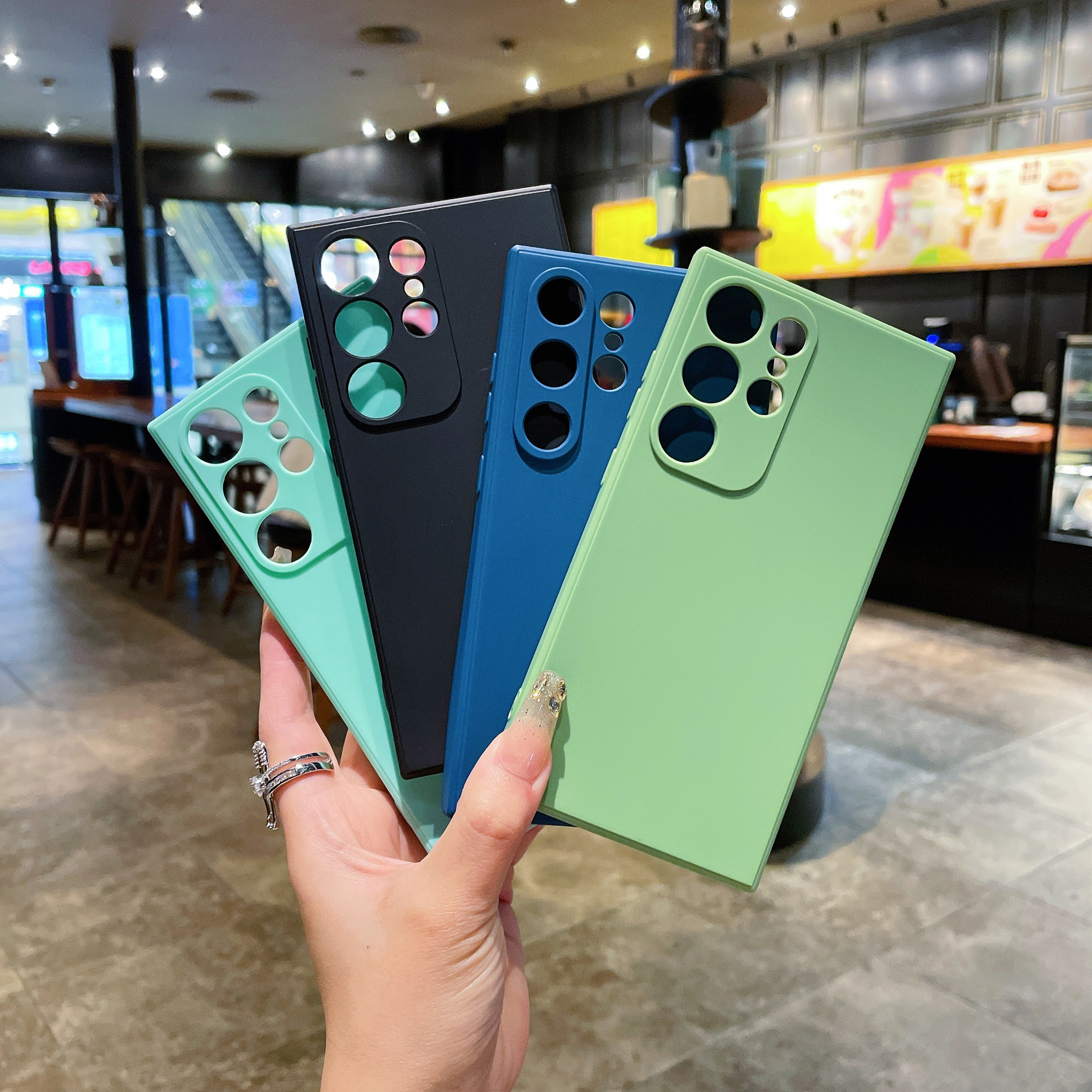 Suitable for Samsung S24 fine hole frosted TPU straight edge A53A14 protective cover note20 Rubik's cube silicone mobile phone case