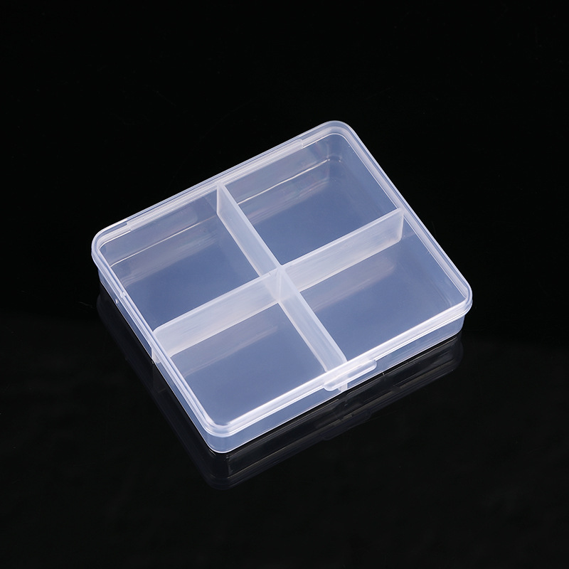 Fixed 4-grid plastic transparent plastic box ring storage box with lid fishing gear manicure box jewelry accessories packaging box
