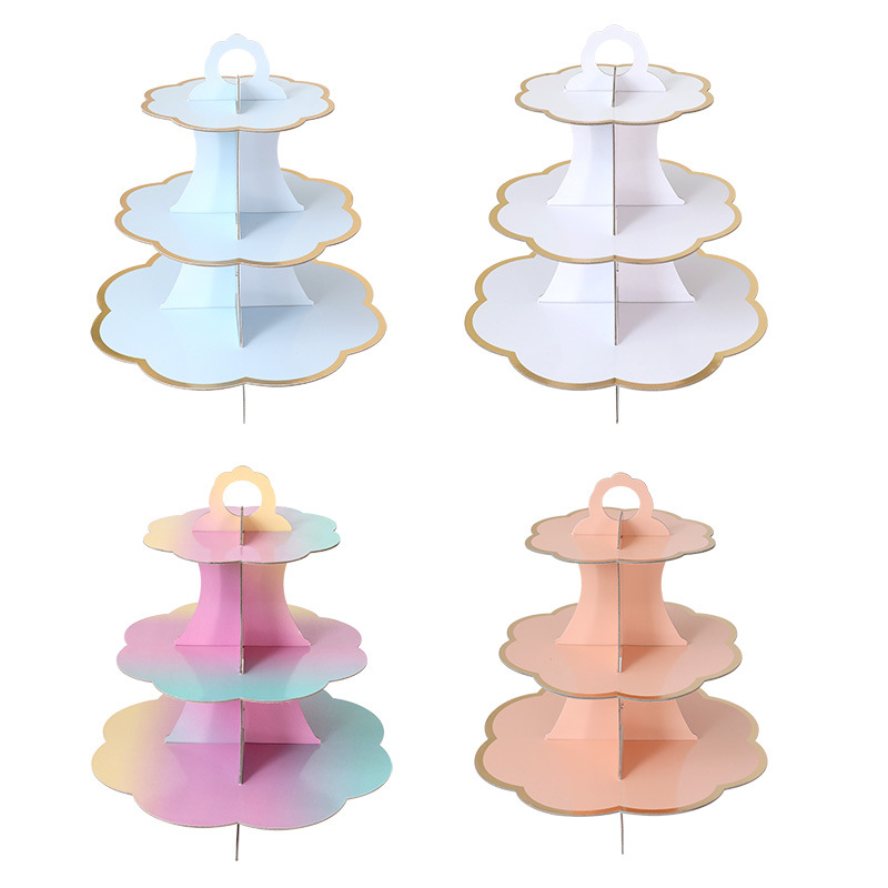 Dessert table display stand party decoration supplies multi-layer cake table decoration disposable three-layer paper cake stand
