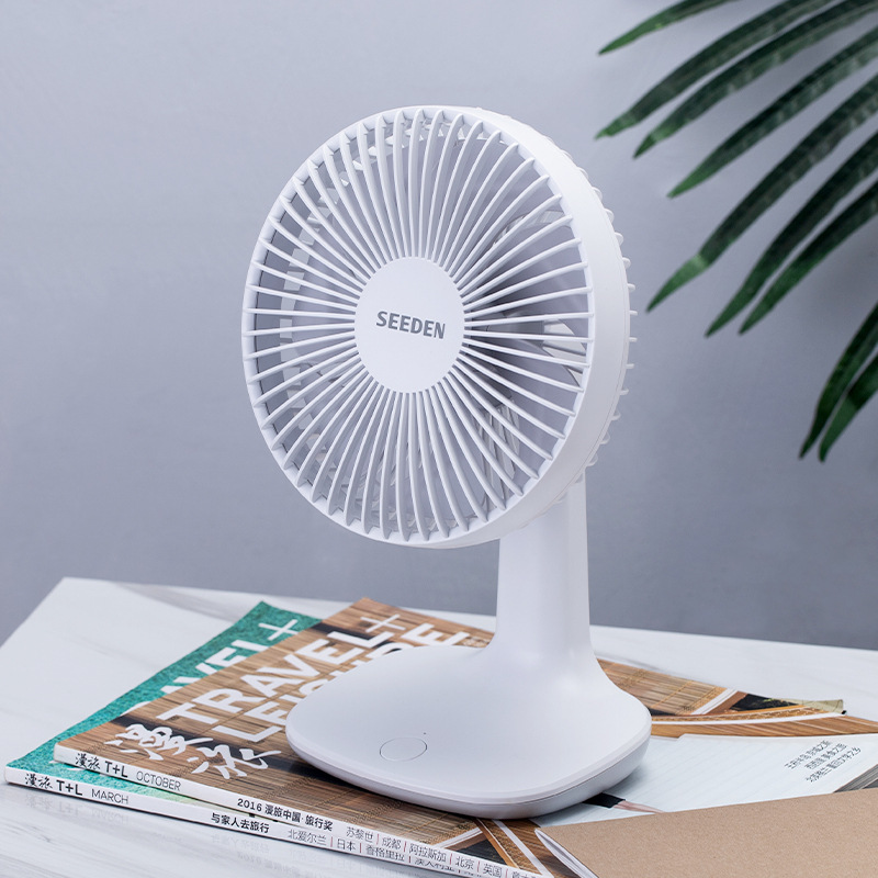 SEEDEN West Point Small Electric Fan Desktop Air Circulation Fan Portable Dormitory USB Charging Light Sound Desk Fan 1570