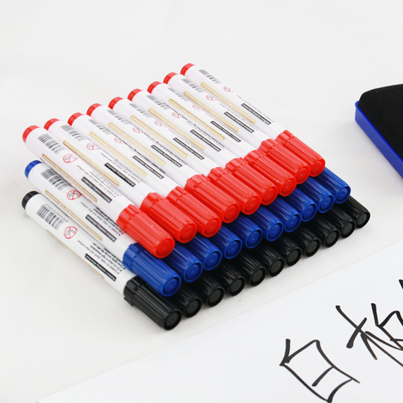 Whiteboard pen large capacity teacher writing red, blue and black three-color water-based marker pen children's easy-to-erasable drawing board pen can be erased