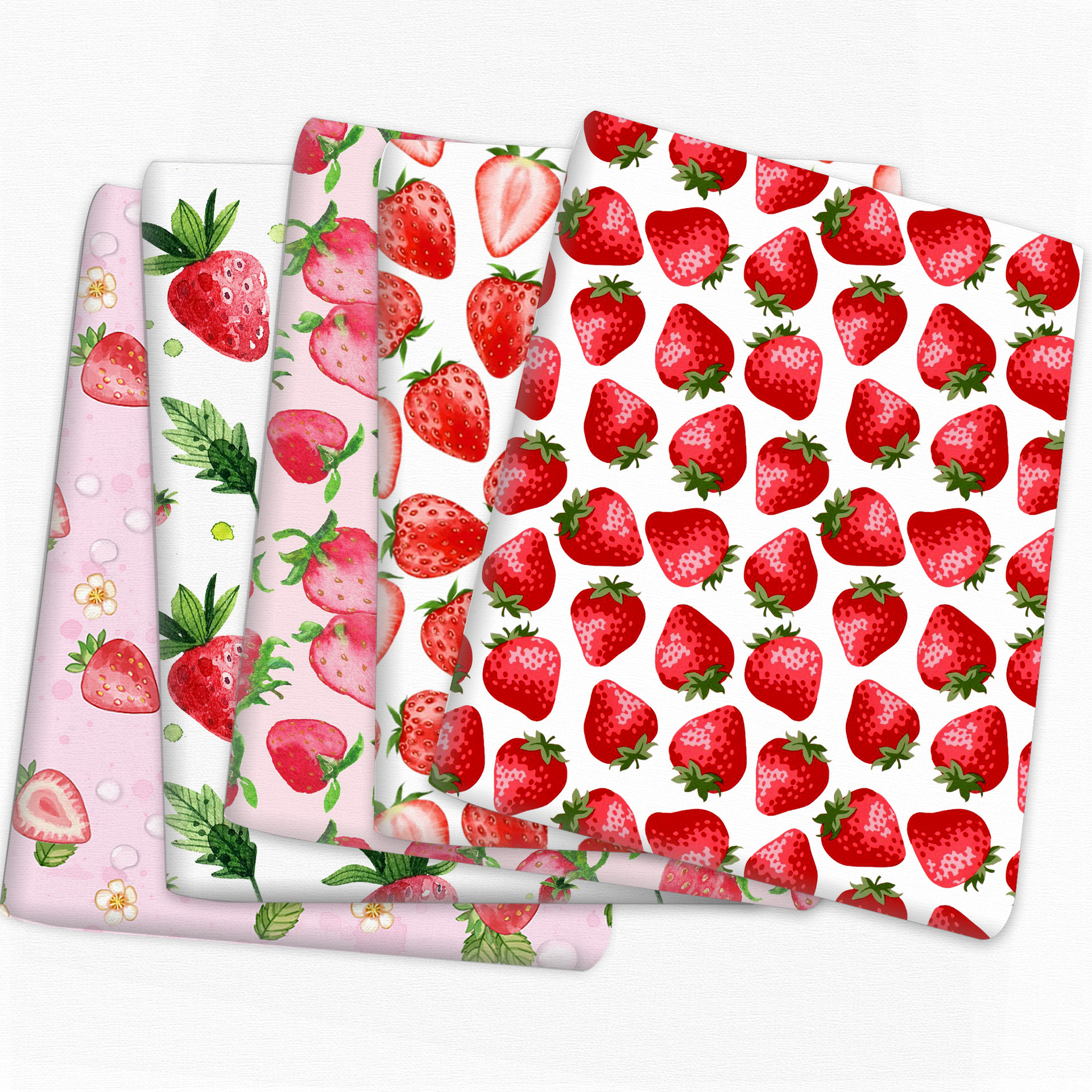 Strawberry thin polyester cotton fruit printed plain fabric cotton handmade bed sheet quilt cover pillow sofa cushion curtain 50*145cm,1Yc25671