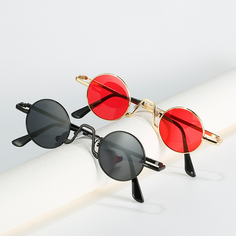 New round round frame retro cross-border personalized metal sunglasses for men and women for outdoor sports