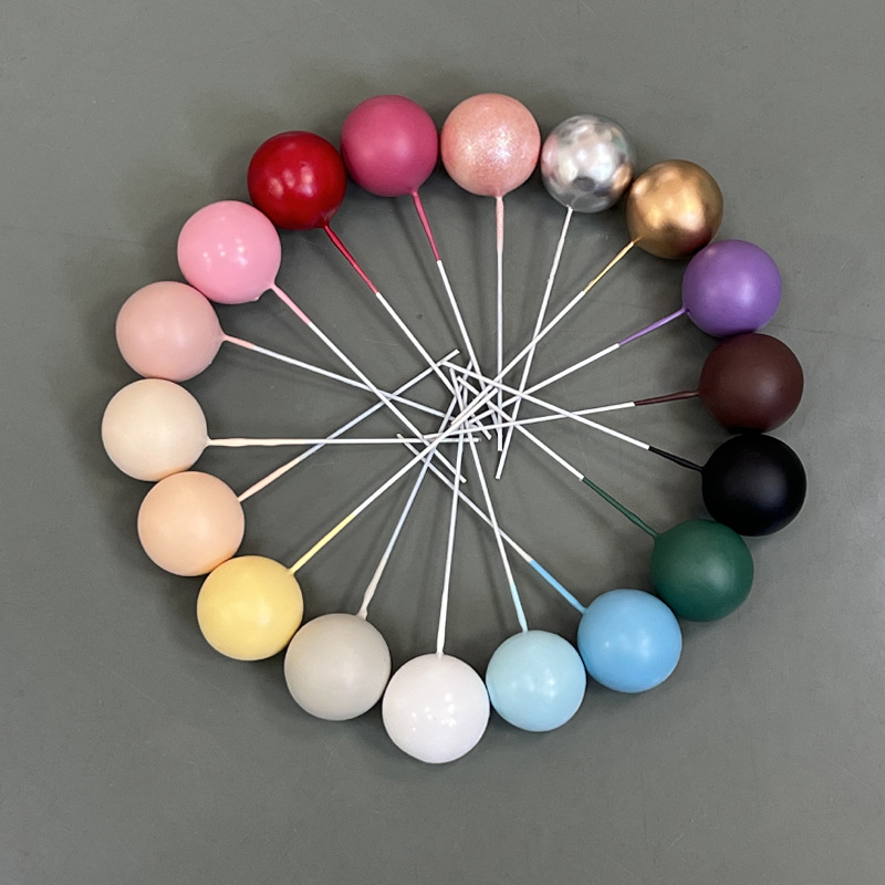 Birthday cake decorations gold silver ball Christmas foam ball black purple green coffee color cake decoration insert