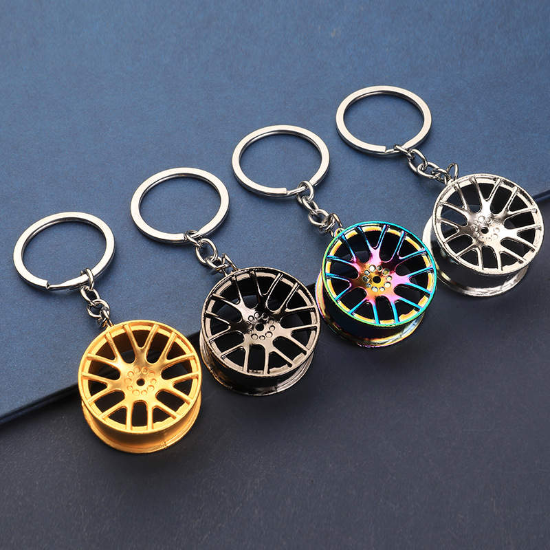 Factory direct sales cross-border car modification accessories small gifts men's metal wheel pendants wholesale wheel keychains