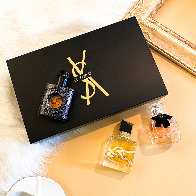Wholesale popular Flower Story Women's Perfume Three-piece Set Black Opium Liberty Women's and Men's Perfume Gift Box