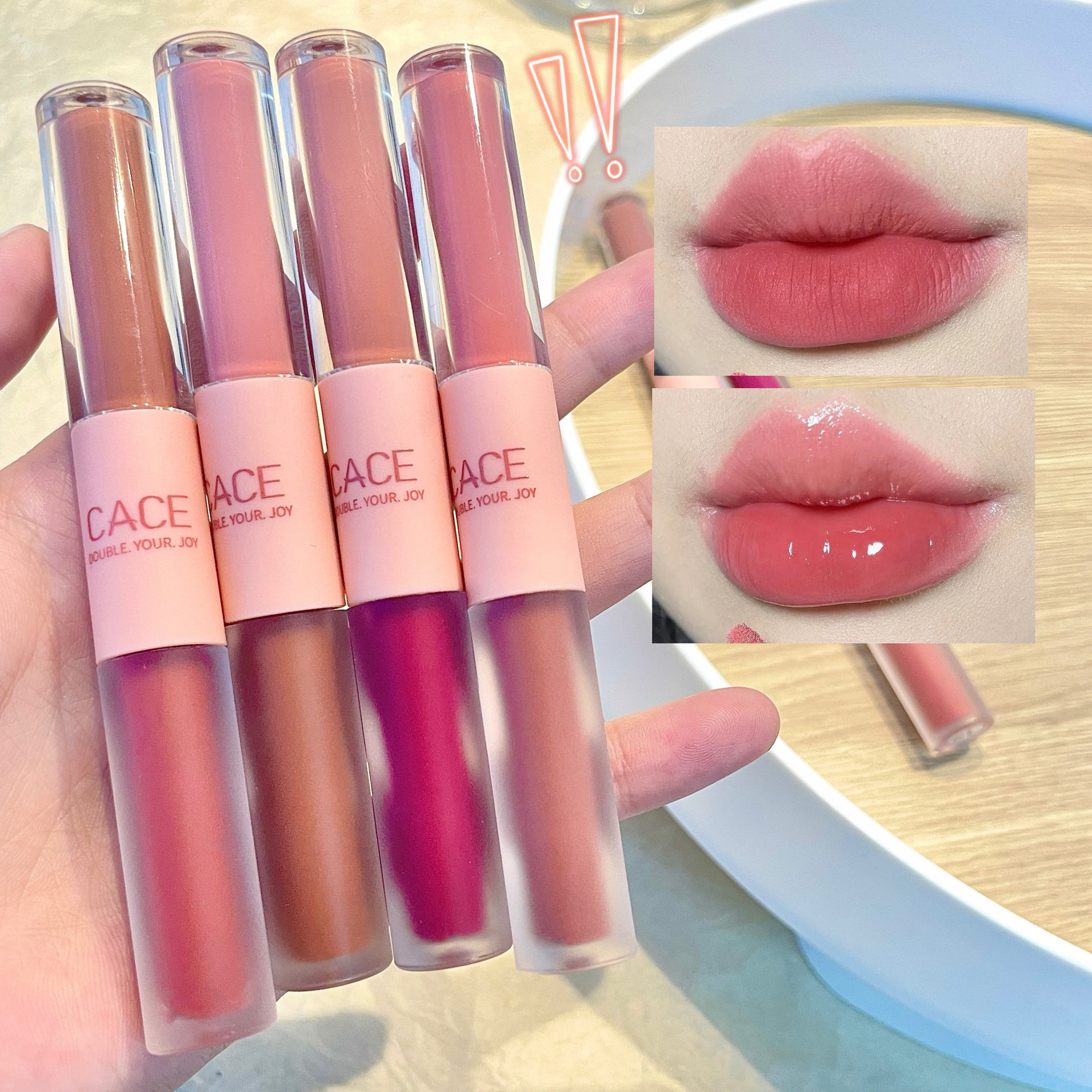 CACE Fun Double-ended Lip Glaze 6 Colors Available Popular Makeup Affordable Student Lipstick Matte Hot Recommended Manufacturer Wholesale