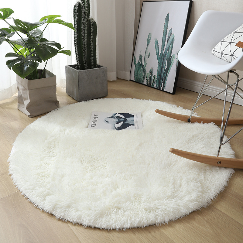 Round silk wool carpet, hanging basket chair, yoga mat, living room, bedroom, sofa cushion, stain-resistant floor, non-slip care mat