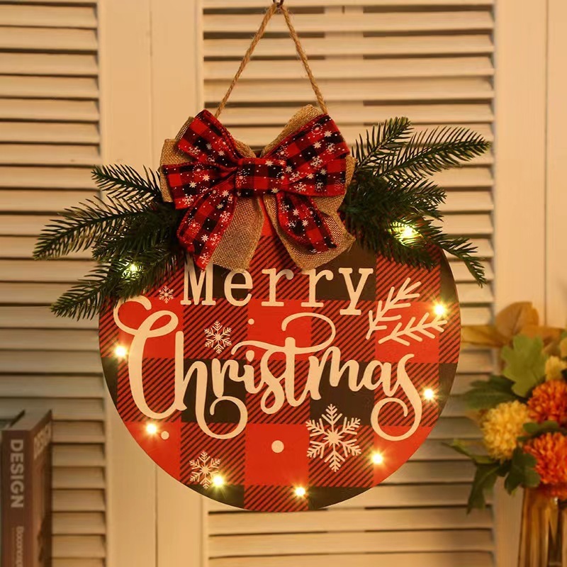 Christmas Interchangeable Welcome Signs Hanging Porch Wreaths with Seasonal Icons Decorate Halloween Door Signs