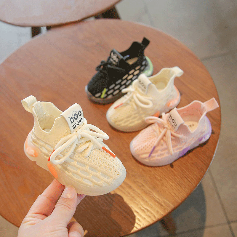 Autumn and winter baby shoes breathable soft-soled coconut shoes for 0 to 6-year-old girls baby mesh knitted toddler shoes