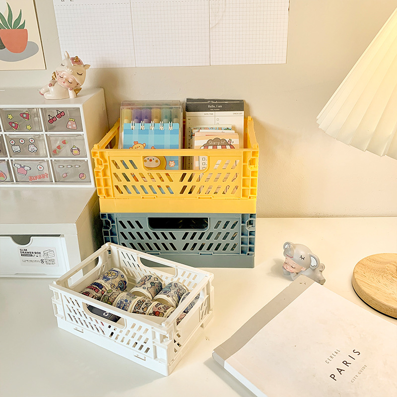 Foldable desktop storage basket snacks cosmetics sundry storage basket cross-border home kitchen fruit basket storage basket
