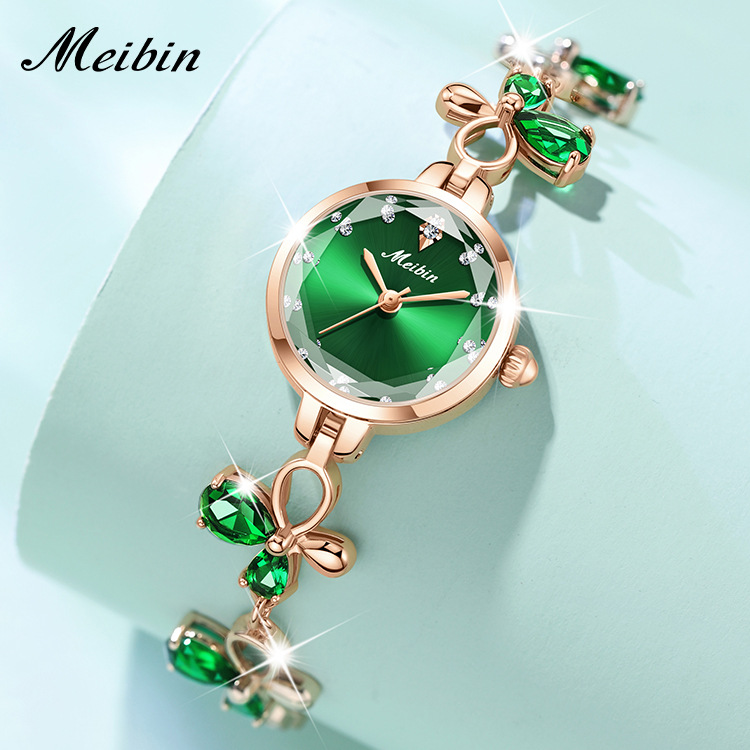 MEIBIN fashion bracelet women's watch temperament cut small dial quartz butterfly rhinestone bracelet watch wholesale