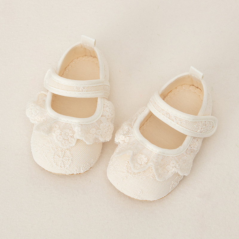Manufacturer in stock wholesale spring new baby Korean style lace princess shoes for girls baby non-slip soft sole toddler shoes