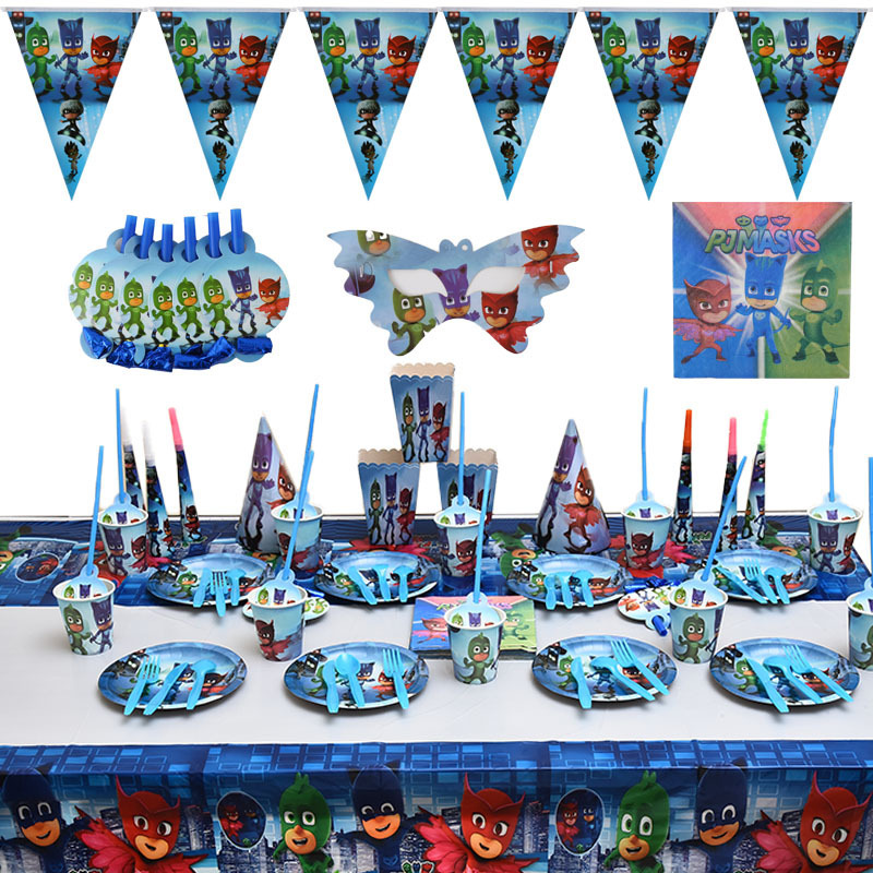 Amazon Masked Man theme set cross-border children's birthday party decoration supplies venue layout tablecloth paper cups