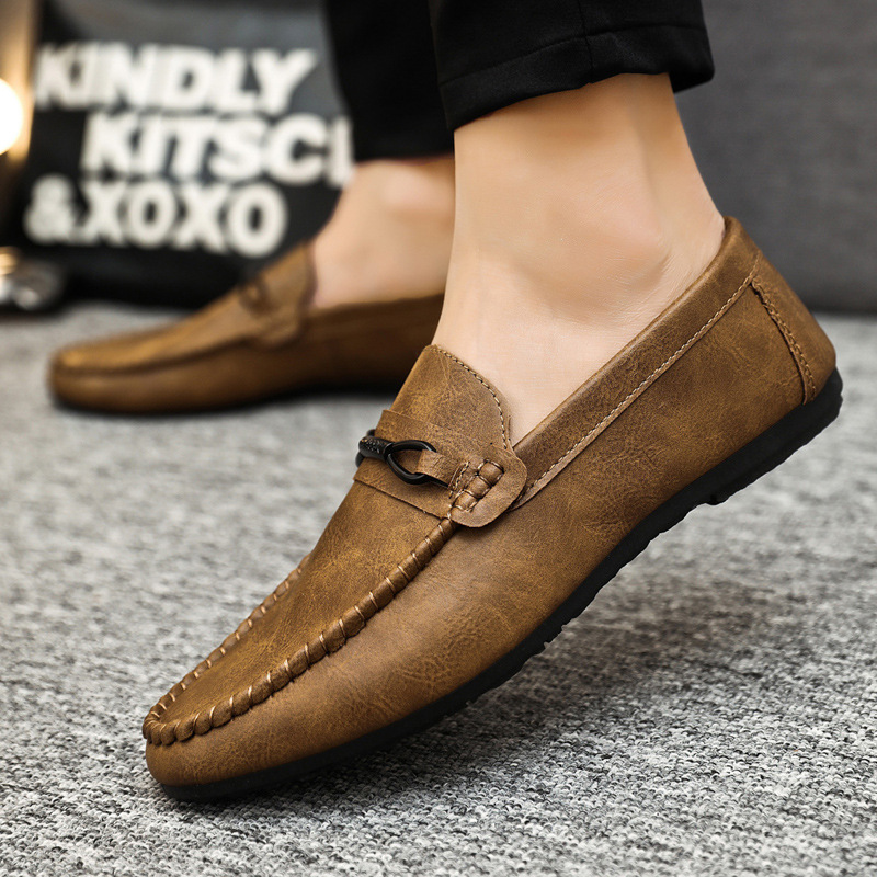 Summer Breathable Non-Slip Wear-Resistant Men's Shoes 2024 New Lazy Slip-On Men's Loafers Versatile Casual Leather Shoes