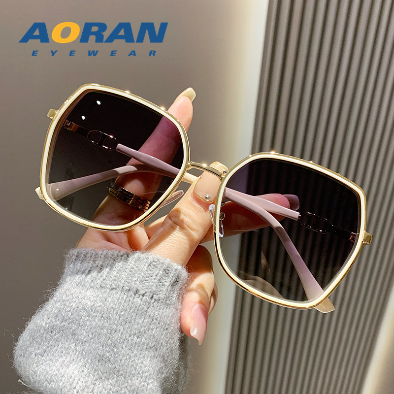 Sunglasses for women summer sun protection and UV protection 2026 new style trendy big face slimming sunglasses advanced sense polarized glasses