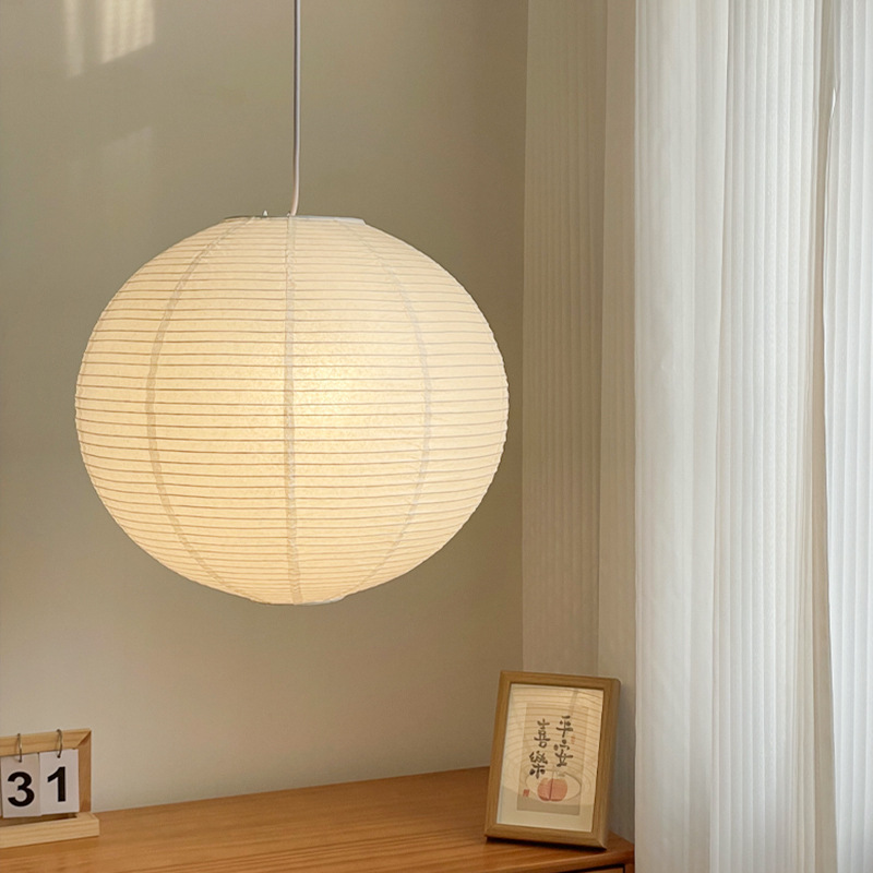 Japanese Zen chandelier simple Internet celebrity B&B living room lamp wabi-sabi style restaurant dining table ball white rice paper chandelier