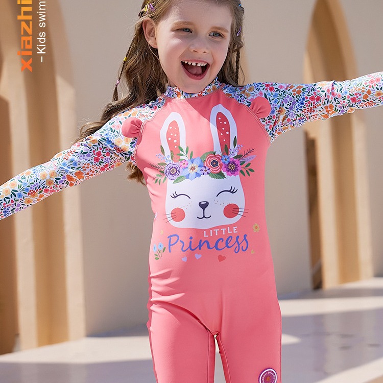 UPF50+ children's swimsuit, girl's long-sleeved swimsuit, children's one-piece baby sun protection surfing suit, baby swimsuit trend