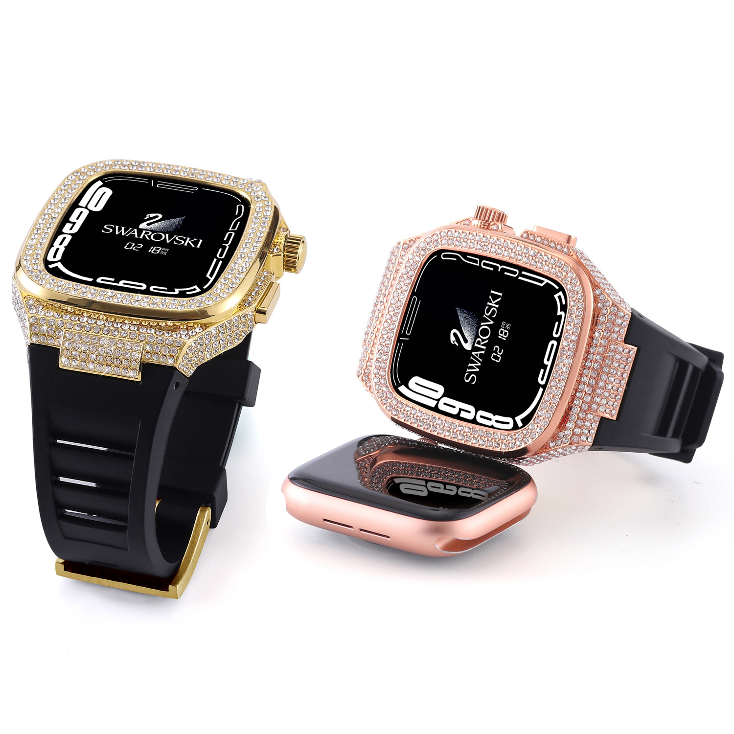 New model suitable for apple watch 10 apple watch strap diamond case liquid silicone integrated watch case strap