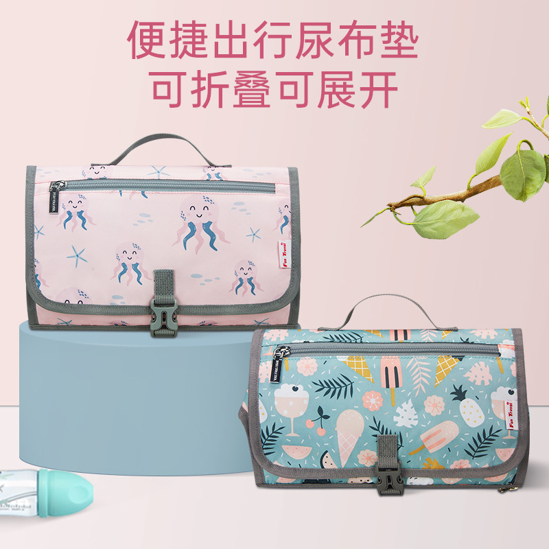 Baby portable diaper changing pad, out-and-out mother and baby bag diaper pad, baby folding storage bag, waterproof and leak-proof