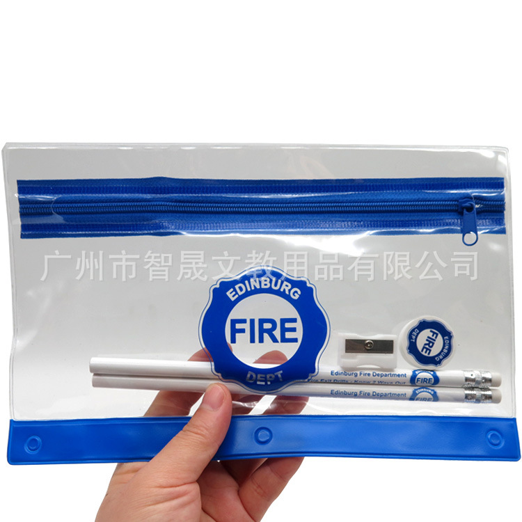 Manufacturer customized American popular portable school office PVC pencil case stationery combination set promotional advertising products