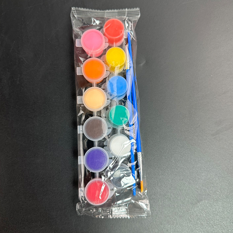 Children's acrylic paint 12-color set 6 conjoined kindergarten students art painting graffiti DIY gypsum paint strips 9
