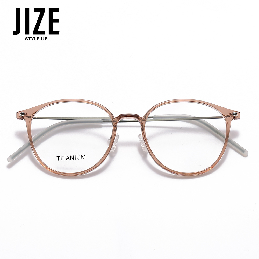 Foreign trade ultra-light and thin Korean version oval myopia plastic steel glasses frame women's titanium feet ins literary student frame 8016