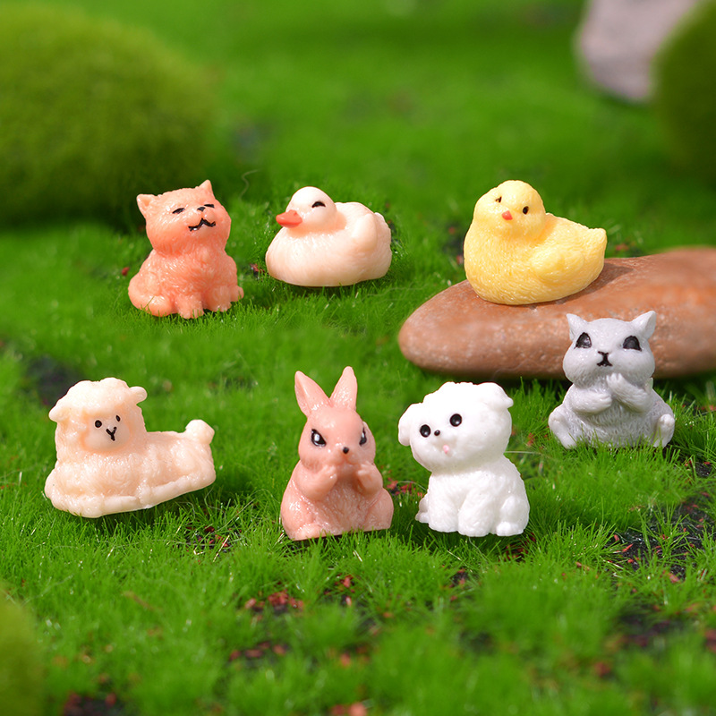 Cross-border mini cute little animal series, micro landscape gardening resin small ornaments, succulent potted small accessories