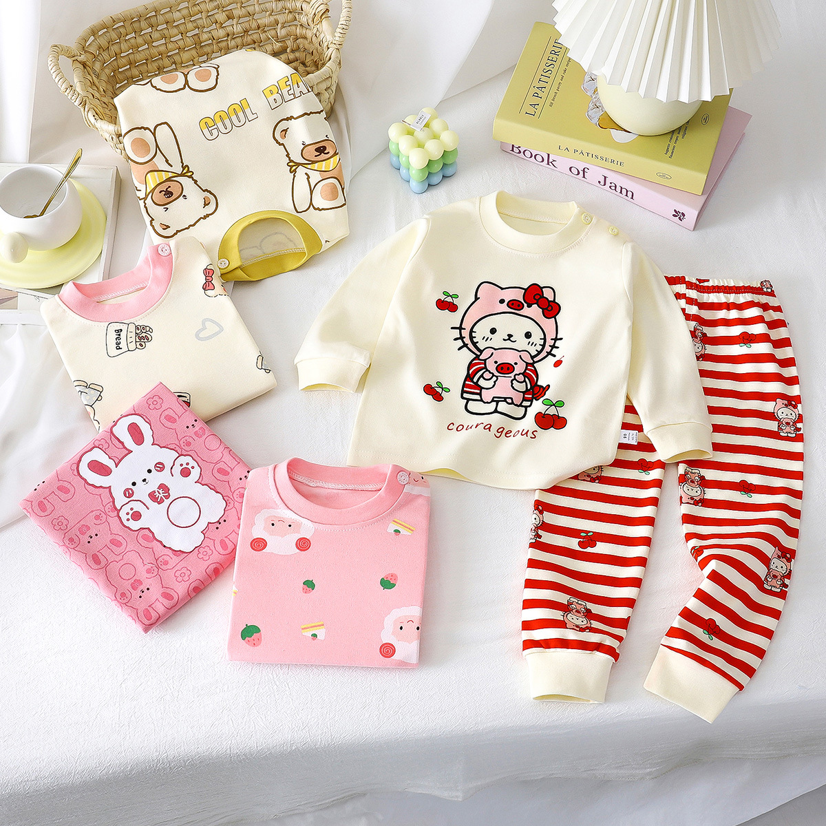 Children's Autumn Clothes and Autumn Pants Sets Baby Cotton Autumn Baby Underwear Girls Boys Children's Cartoon Warmth