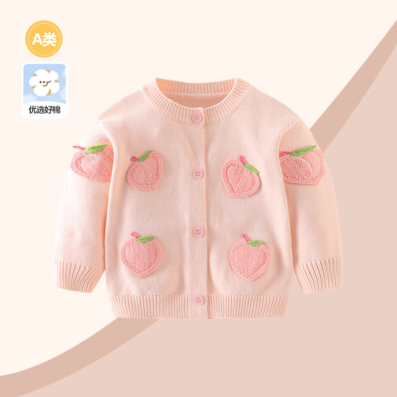 Baby Knitted Cardigan Baby Girl 2026 Spring and Autumn Sweater Small Jacket Girls Autumn Top with Princess Style