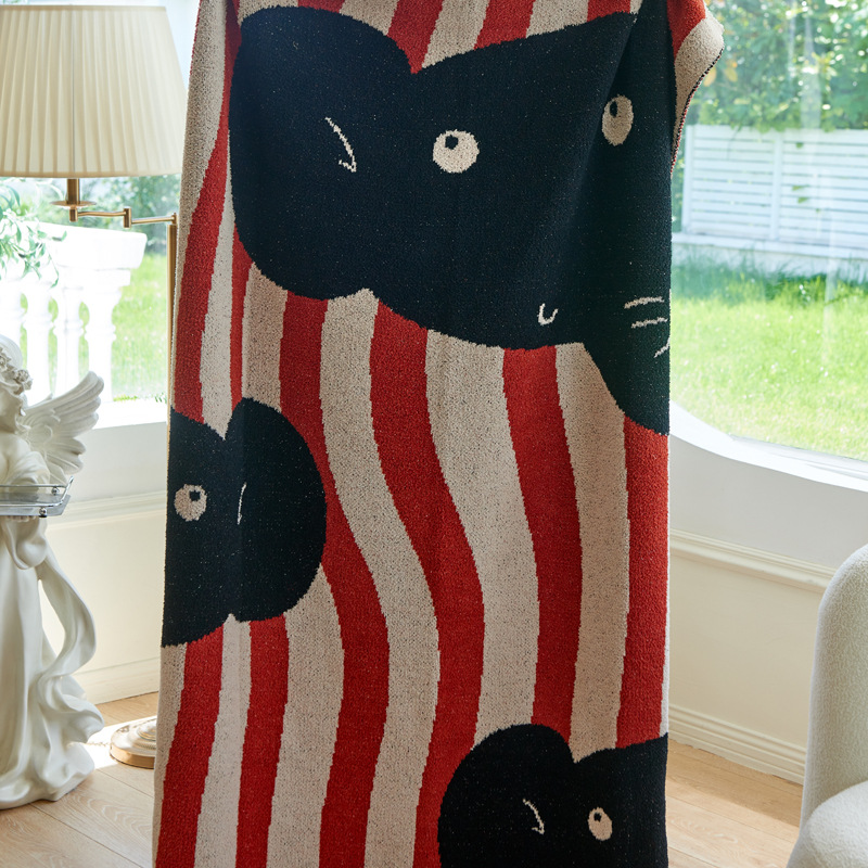 Household French elephant cartoon half-edge velvet knitted blanket sofa blanket shawl blanket picnic outdoor ins style