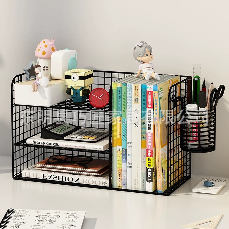 Desktop bookshelf desk storage rack small children's iron bookcase simple book organization rack on the desk