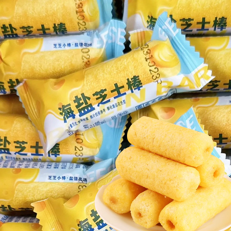 Wholesale casual Internet celebrity dormitory snacks individually packaged crispy biscuits sandwich rice cracker rolls sea salt cheese sticks