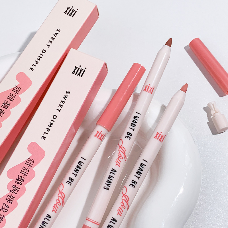 xixi Sweet Pear Swirl Lip Liner Soft Mist Matte Nude Lipstick Pen One-stroke Outline Lip Shape Beauty Pen with Sharpener
