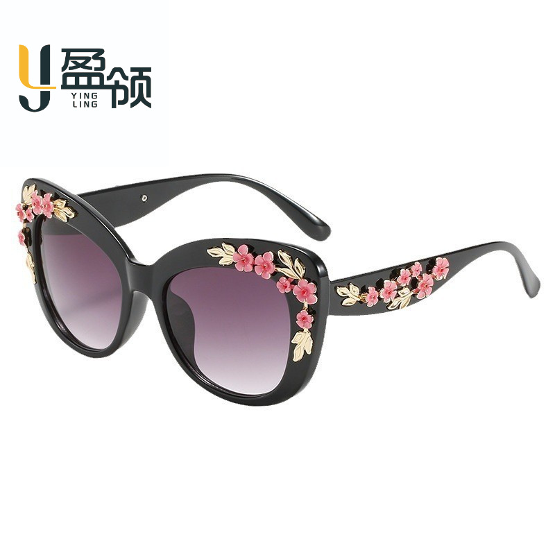 New Camellia fashion personality party sunglasses cross-border high-value comfortable retro sunglasses European and American trendy glasses