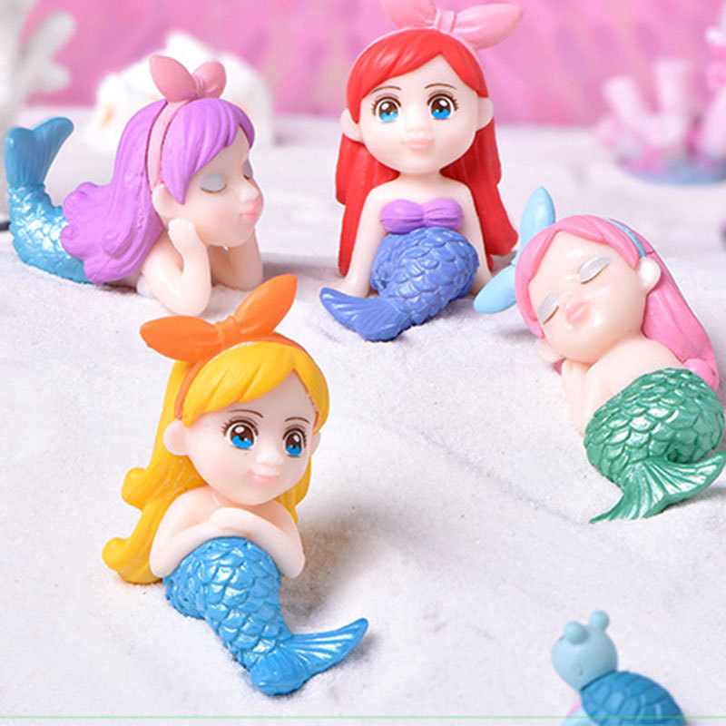 Mermaid Landscape Cartoon Doll Fish Tank Landscaping Accessories Creative Resin Blind Box Figure Trendy Decorative Gift