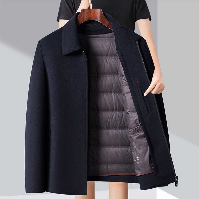 Dad's autumn and winter warm removable lining down jacket thickened middle-aged men's jacket middle-aged and elderly men's clothing