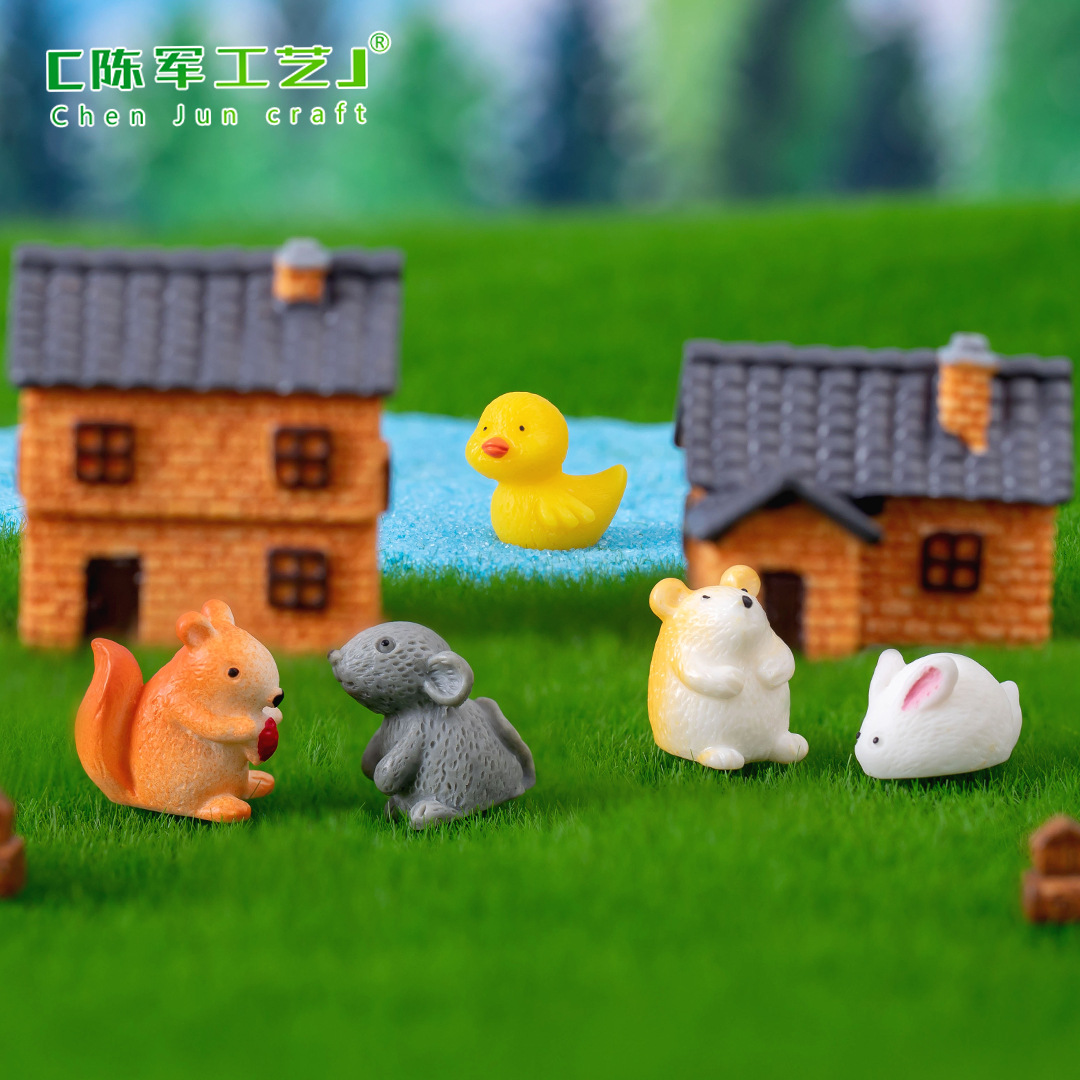 Moss micro landscape creative small animal doll retro house gardening landscaping decoration accessories miniature miniature ornaments 3