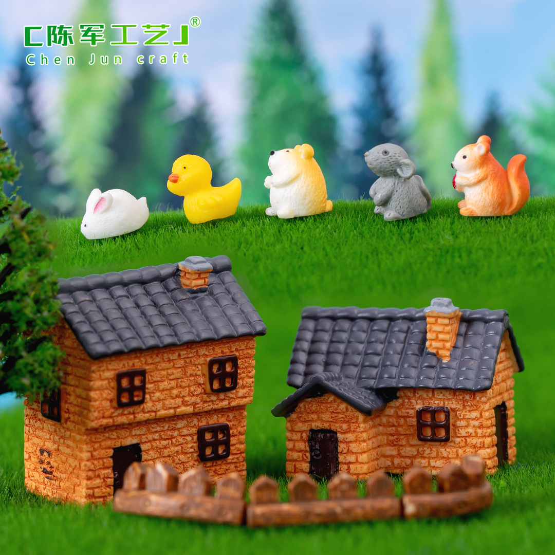 Moss micro landscape creative small animal doll retro house gardening landscaping decoration accessories miniature miniature ornaments 5