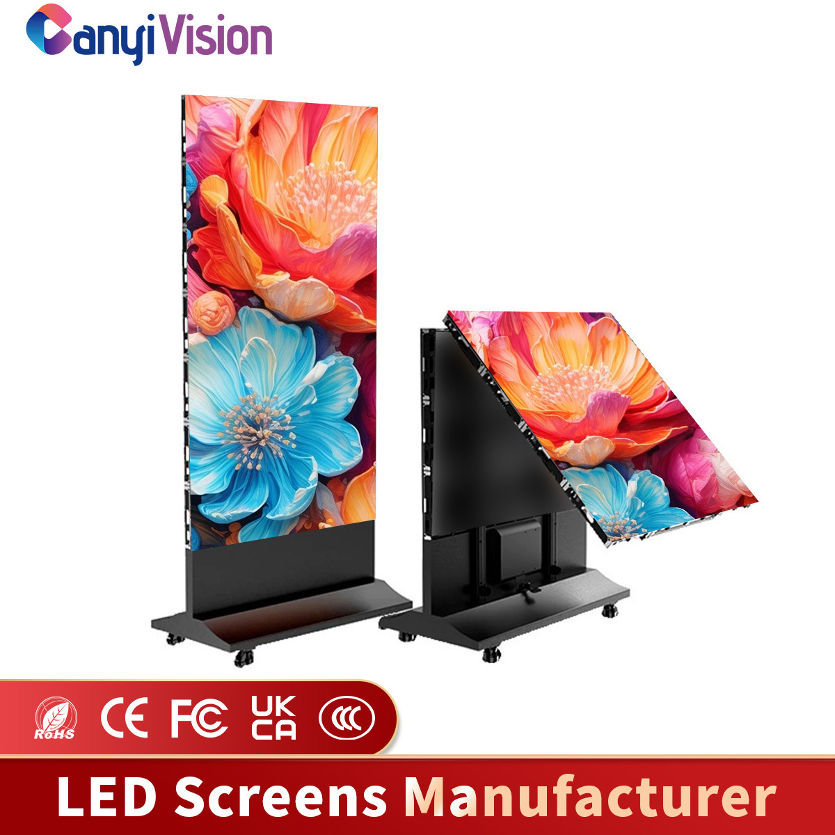 led display poster screen indoor vertical led advertising screen movable folding display exhibition promotion screen