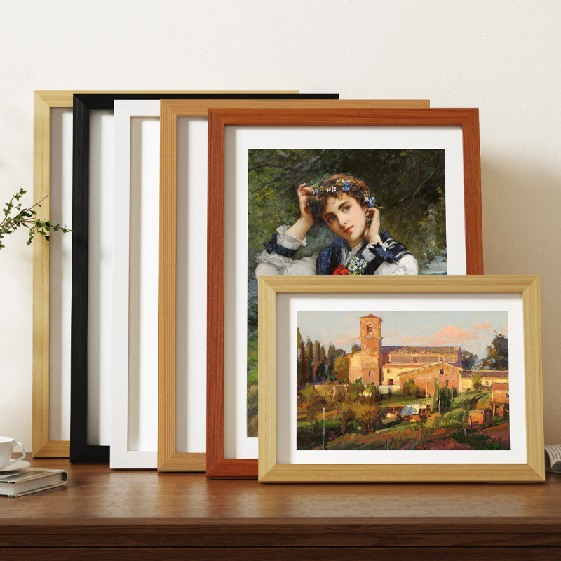 Wooden 6-inch photo frame empty frame table hanging wall a3 paper 4 open framed self-mounted large size A4 oil painting frame 12 inches
