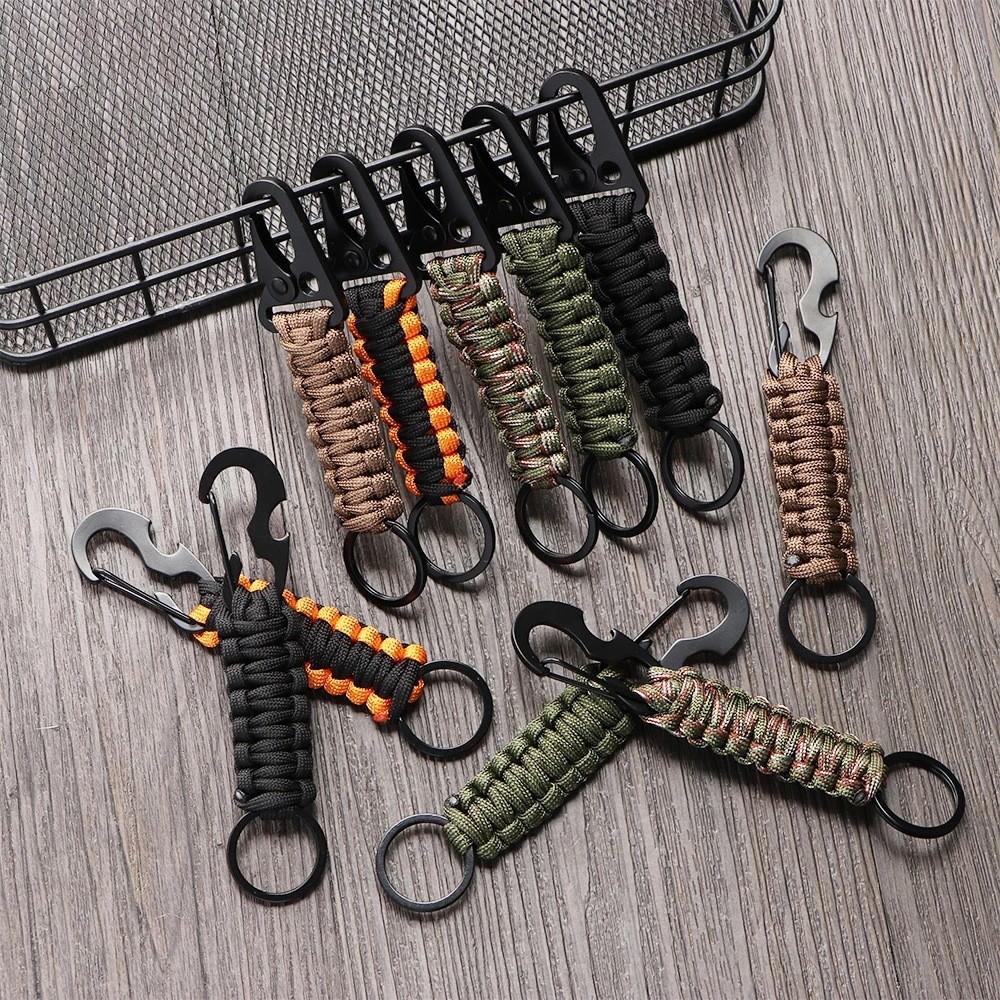 Outdoor climbing parachute rope Beetle parachute rope hand-woven key buckle emergency carabiner hawkbill buckle key chain