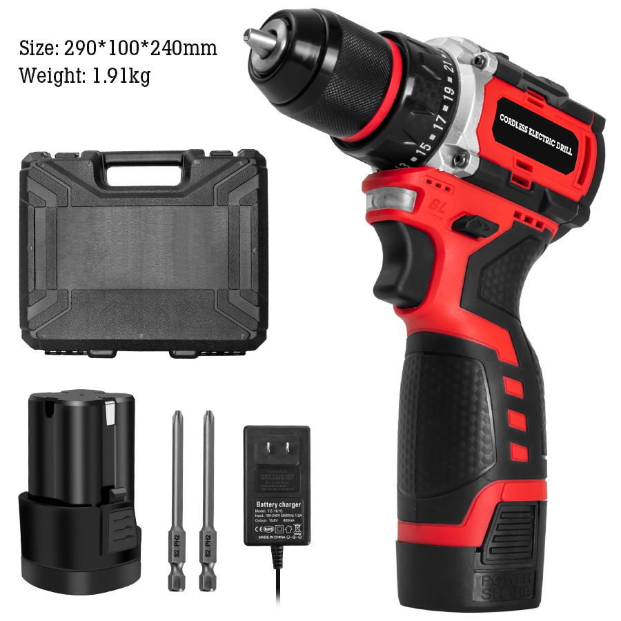 Cross-border cordless lithium electric drill small steel gun electric drill brushless lithium screwdriver rechargeable small pistol drill electric drill multi-function