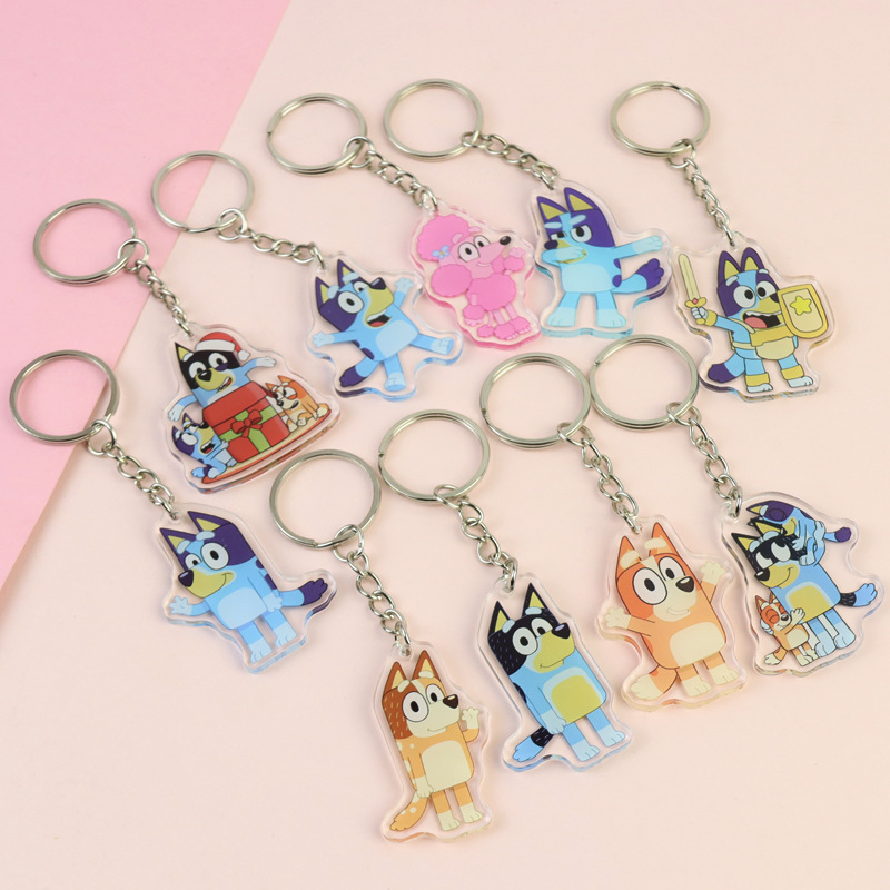 Little Blue Dog Acrylic Keychain Spot Wholesale Anime Peripheral Student School Bag Accessories Car Pendant Cute Gift