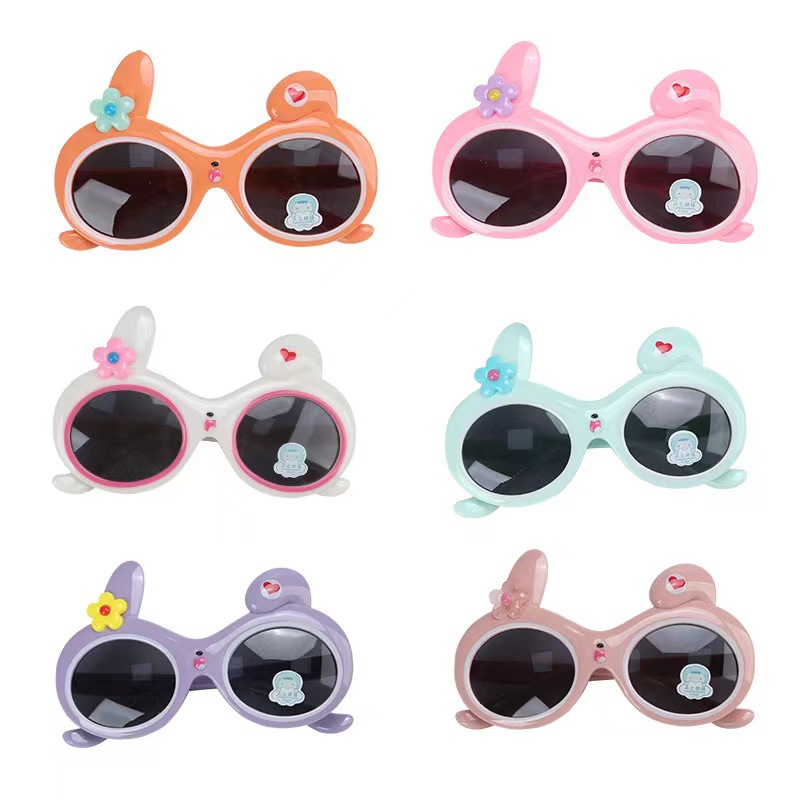 Soft silicone children's glasses and sunglasses 2024 new baby cartoon bunny sunglasses children's glasses