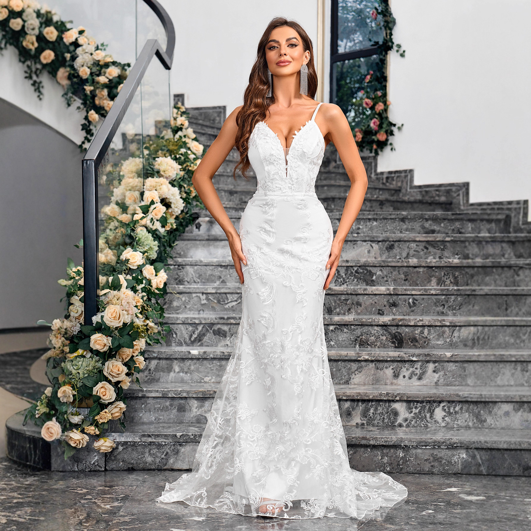 Cross-border European and American dresses Amazon sexy banquet party wedding slim fit hip-hugging bridesmaid small tail dress