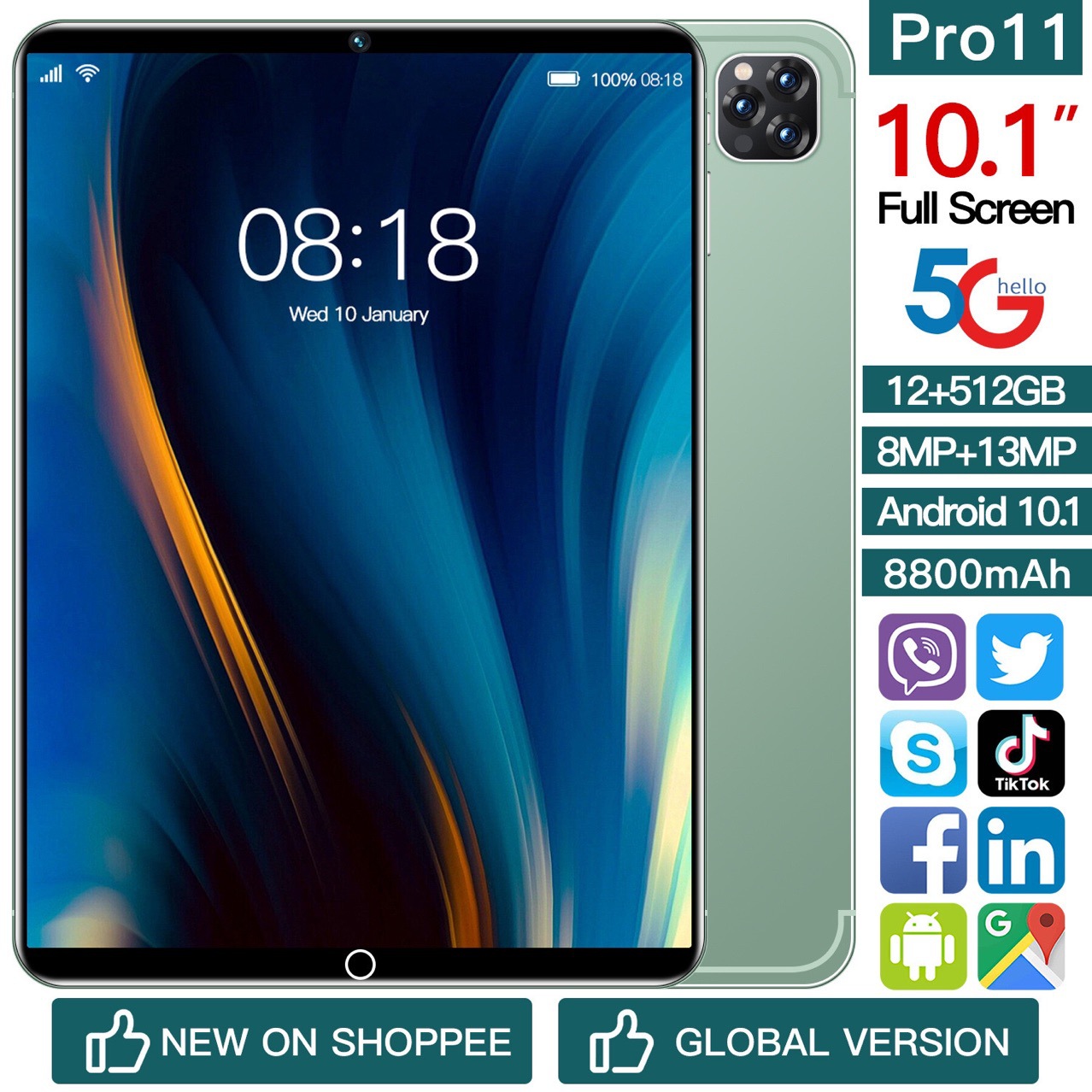 2025 new in-stock cross-border 10-inch tablet computer originated from Google English system Android ten-core high-definition screen