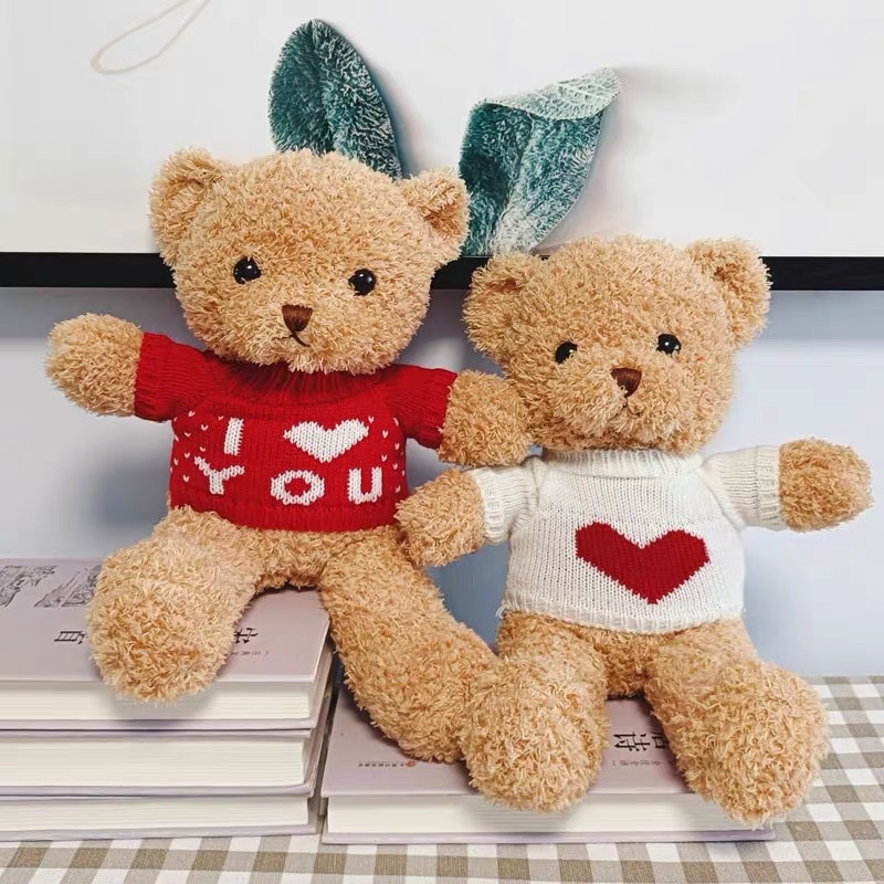 Christmas bear couple gift I LOVE YOU love confession Teddy brown bear plush toy doll